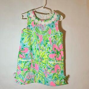 Lilly Pulitzer Girl’s 4T Vibrant Floral Sleeveless Dress with Lace Collar lined